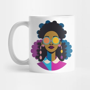 80s popart black girl, vibrant colors, face only Mug